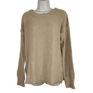 Tarse Brown Knit Sweater Women Size L Long Sleeve Cotton Acrylic